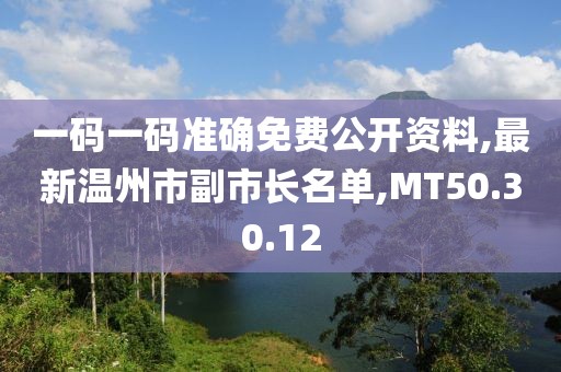 一码一码准确免费公开资料,最新温州市副市长名单,MT50.30.12