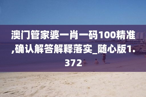 澳门管家婆一肖一码100精准,确认解答解释落实_随心版1.372