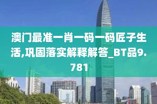 澳门最准一肖一码一码匠子生活,巩固落实解释解答_BT品9.781