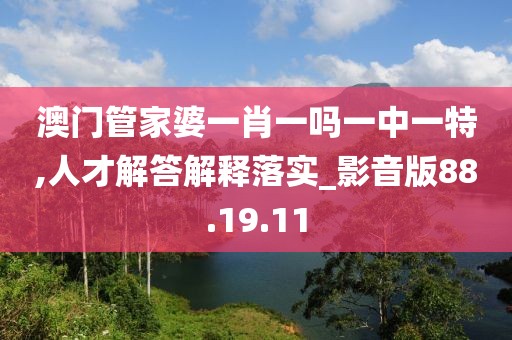 澳门管家婆一肖一吗一中一特,人才解答解释落实_影音版88.19.11