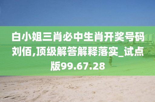 白小姐三肖必中生肖开奖号码刘佰,顶级解答解释落实_试点版99.67.28