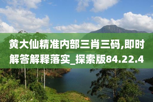 黄大仙精准内部三肖三码,即时解答解释落实_探索版84.22.4