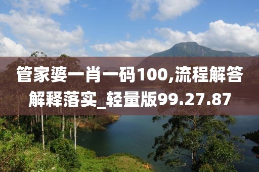 管家婆一肖一码100,流程解答解释落实_轻量版99.27.87