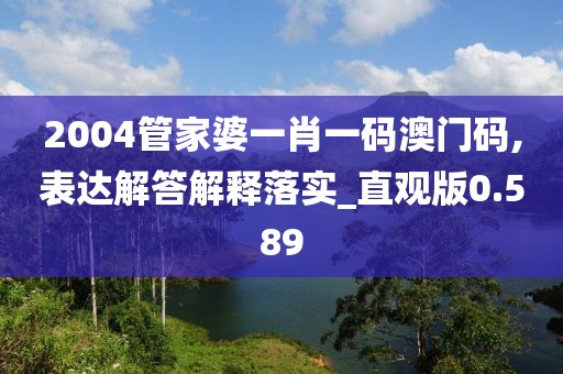 2004管家婆一肖一码澳门码,表达解答解释落实_直观版0.589