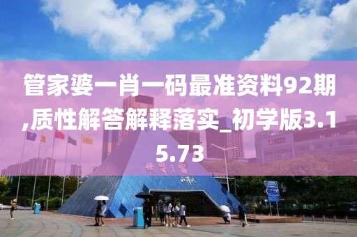 管家婆一肖一码最准资料92期,质性解答解释落实_初学版3.15.73