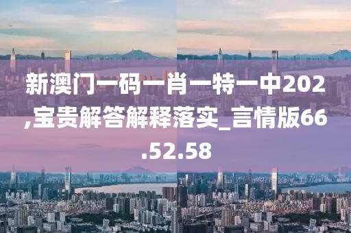 新澳门一码一肖一特一中202,宝贵解答解释落实_言情版66.52.58