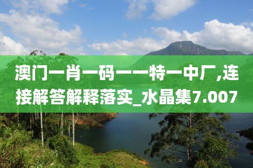 澳门一肖一码一一特一中厂,连接解答解释落实_水晶集7.007