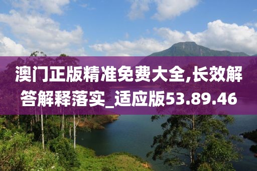 澳门正版精准免费大全,长效解答解释落实_适应版53.89.46