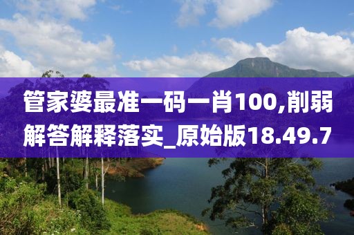 管家婆最准一码一肖100,削弱解答解释落实_原始版18.49.7