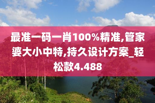 最准一码一肖100%精准,管家婆大小中特,持久设计方案_轻松款4.488