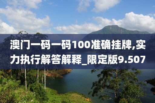 澳门一码一码100准确挂牌,实力执行解答解释_限定版9.507