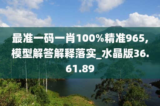 最准一码一肖100%精准965,模型解答解释落实_水晶版36.61.89