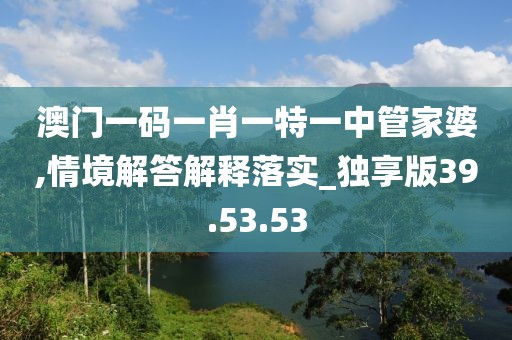 澳门一码一肖一特一中管家婆,情境解答解释落实_独享版39.53.53