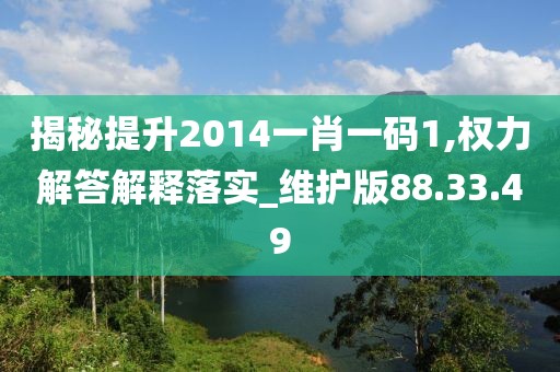 揭秘提升2014一肖一码1,权力解答解释落实_维护版88.33.49