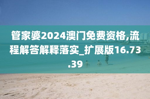 管家婆2024澳门免费资格,流程解答解释落实_扩展版16.73.39