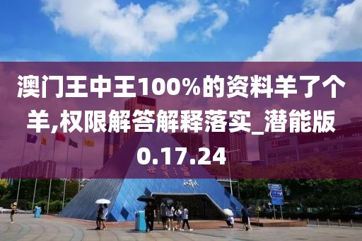 澳门王中王100%的资料羊了个羊,权限解答解释落实_潜能版0.17.24