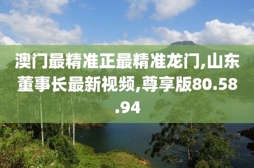 澳门最精准正最精准龙门,山东董事长最新视频,尊享版80.58.94