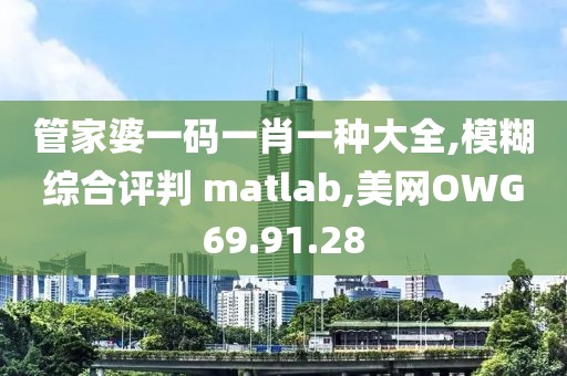 管家婆一码一肖一种大全,模糊综合评判 matlab,美网OWG69.91.28