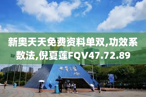 新奥天天免费资料单双,功效系数法,倪夏莲FQV47.72.89