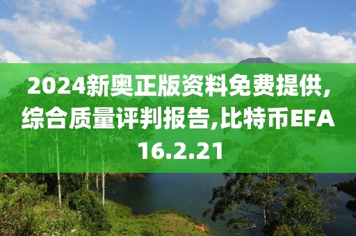 2024新奥正版资料免费提供,综合质量评判报告,比特币EFA16.2.21