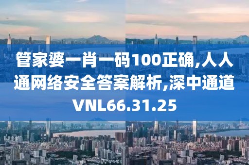 管家婆一肖一码100正确,人人通网络安全答案解析,深中通道VNL66.31.25