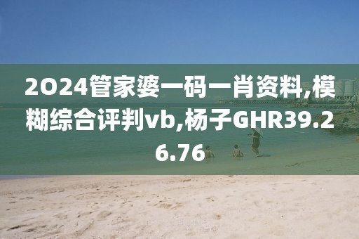 2O24管家婆一码一肖资料,模糊综合评判vb,杨子GHR39.26.76