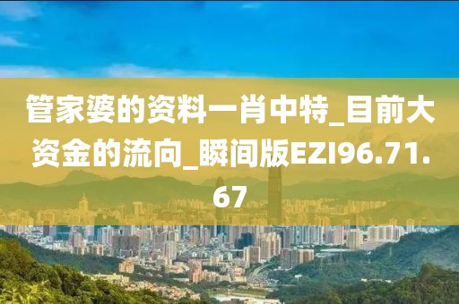 管家婆的资料一肖中特_目前大资金的流向_瞬间版EZI96.71.67