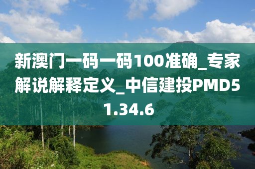 新澳门一码一码100准确_专家解说解释定义_中信建投PMD51.34.6