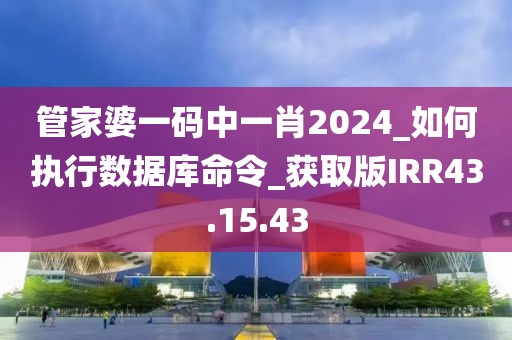 管家婆一码中一肖2024_如何执行数据库命令_获取版IRR43.15.43