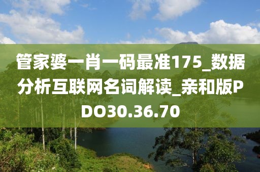 管家婆一肖一码最准175_数据分析互联网名词解读_亲和版PDO30.36.70