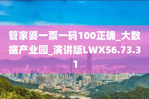 管家婆一票一码100正确_大数据产业园_演讲版LWX56.73.31