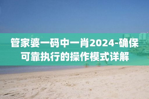 管家婆一码中一肖2024-确保可靠执行的操作模式详解