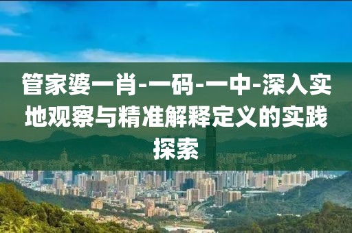 管家婆一肖-一码-一中-深入实地观察与精准解释定义的实践探索