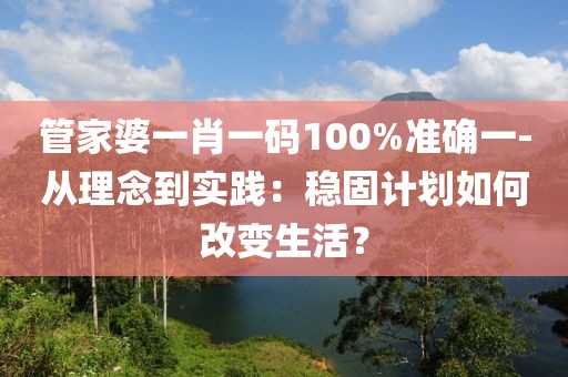 管家婆一肖一码100%准确一-从理念到实践：稳固计划如何改变生活？