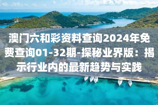 澳门六和彩资料查询2024年免费查询01-32期-探秘业界版：揭示行业内的最新趋势与实践