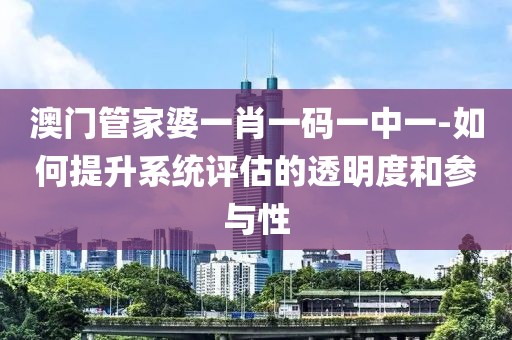 澳门管家婆一肖一码一中一-如何提升系统评估的透明度和参与性