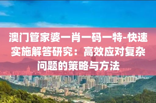 澳门管家婆一肖一码一特-快速实施解答研究：高效应对复杂问题的策略与方法