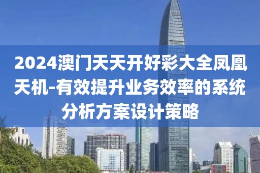 2024澳门天天开好彩大全凤凰天机-有效提升业务效率的系统分析方案设计策略