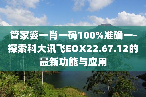 管家婆一肖一码100%准确一-探索科大讯飞EOX22.67.12的最新功能与应用