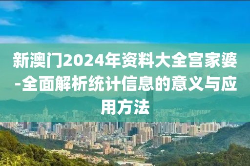 新澳门2024年资料大全宫家婆-全面解析统计信息的意义与应用方法