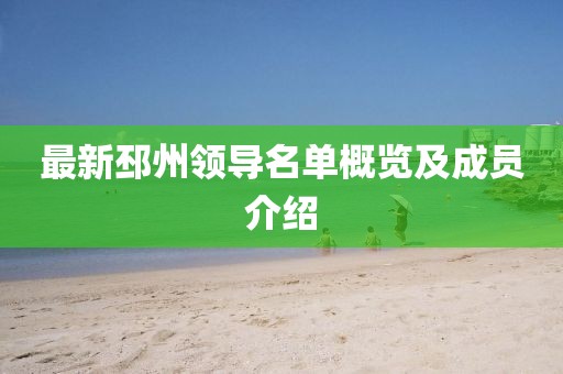 最新邳州领导名单概览及成员介绍