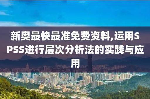 新奥最快最准免费资料,运用SPSS进行层次分析法的实践与应用