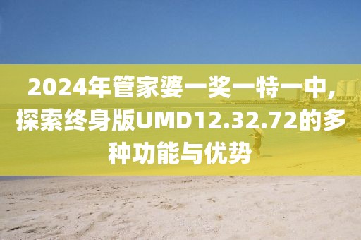 2024年管家婆一奖一特一中,探索终身版UMD12.32.72的多种功能与优势