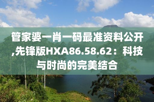 管家婆一肖一码最准资料公开,先锋版HXA86.58.62：科技与时尚的完美结合