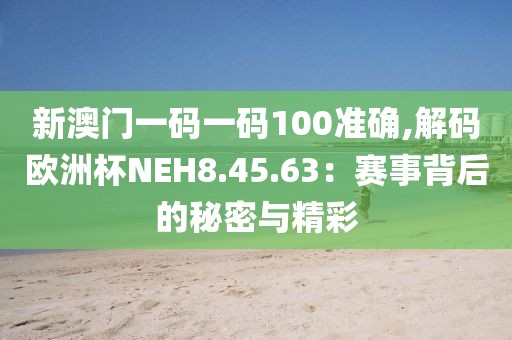 新澳门一码一码100准确,解码欧洲杯NEH8.45.63：赛事背后的秘密与精彩