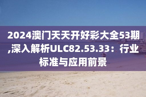 2024澳门天天开好彩大全53期,深入解析ULC82.53.33：行业标准与应用前景