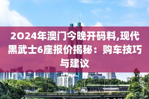 2O24年澳门今晚开码料,现代黑武士6座报价揭秘：购车技巧与建议