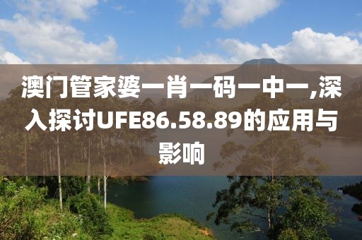 澳门管家婆一肖一码一中一,深入探讨UFE86.58.89的应用与影响