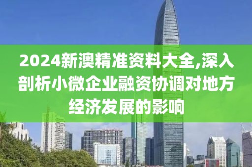 2024新澳精准资料大全,深入剖析小微企业融资协调对地方经济发展的影响