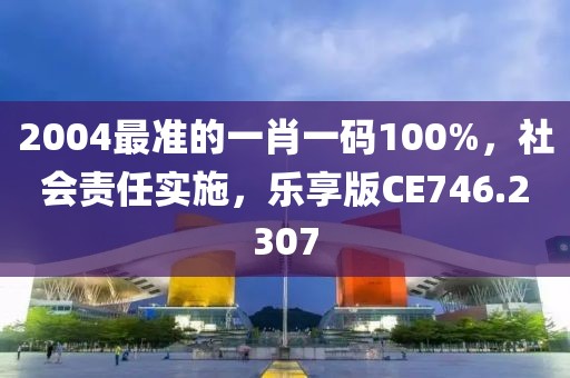 2004最准的一肖一码100%，社会责任实施，乐享版CE746.2307